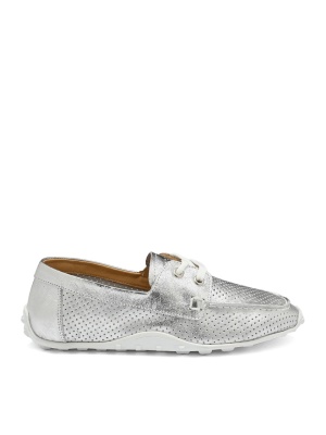 WOMEN'S GENUINE LEATHER MOCCASINS WITH SILVER PERFORATION