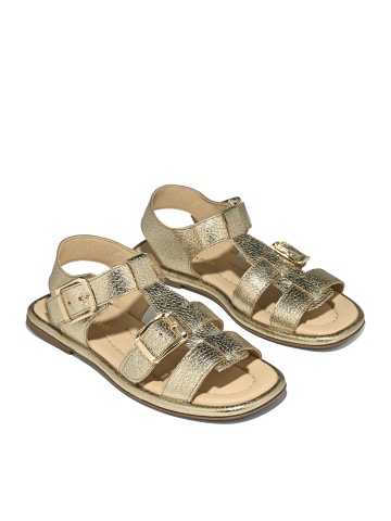 WOMEN'S GENUINE LEATHER SANDALS IN GOLD WITH BUCKLES