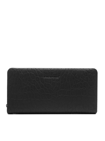 WOMEN'S PURSE MADE OF GENUINE LEATHER WITH EMBOSSED DESIGN IN BLACK