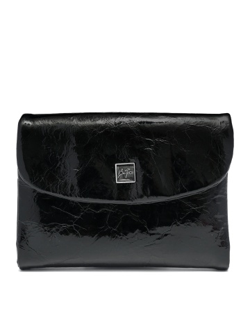COMPACT WOMEN'S PURSE WITH A LID AND A CLEAN DESIGN IN BLACK