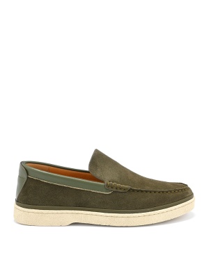 MEN'S EVERYDAY MOCCASINS MADE OF NATURAL SUEDE IN GREEN COLOR
