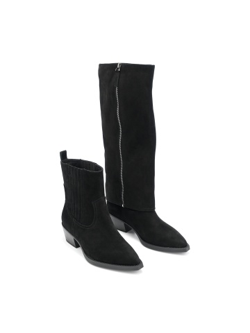 WOMEN'S 2-IN-1 TRANSFORMING BOOTS IN NATURAL SUEDE IN BLACK