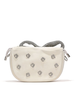 WOMEN'S BAG IN LIGHT BEIGE COLOR DECORATED WITH GLITTERY LETTERS