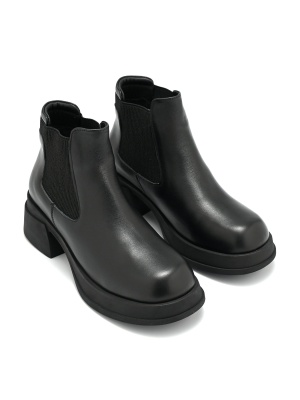 WOMEN'S BOOTS MADE OF GENUINE LEATHER WITH THICK HEEL AND PLATFORM IN BLACK COLOR