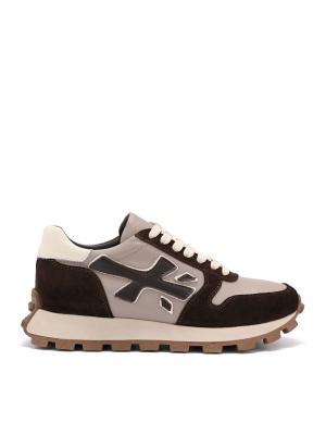 WOMEN'S SNEAKERS MADE OF GENUINE LEATHER AND SUEDE IN BROWN AND BEIGE