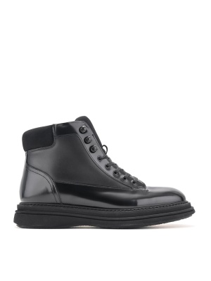 MEN'S BOOTS MADE OF GENUINE LEATHER WITH LACE IN BLACK