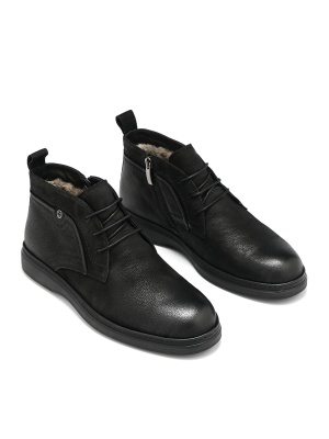 MEN'S BOOTS MADE OF NATURAL NUBUCK WITH NATURAL DOWN AND SIDE ZIP IN BLACK