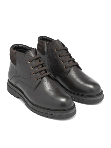 MEN'S ELEGANT BOOTS MADE OF GENUINE LEATHER IN BROWN WITH NATURAL DOWN