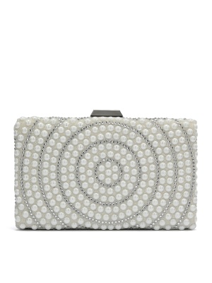 OFFICIAL SMALL WOMEN'S BAG IN SILVER WITH PEARLS AND STONES