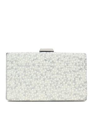 OFFICIAL SMALL WOMEN'S BAG IN WHITE WITH PEBBLES AND PEARLS