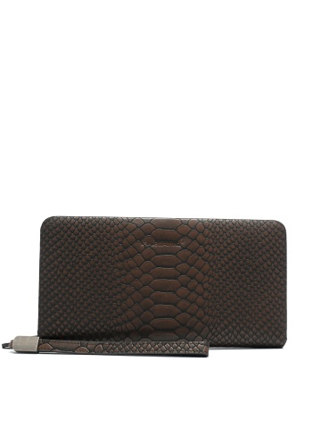 WOMEN'S BROWN WALLET MADE OF NATURAL LEATHER WITH SNAKE EFFECT IN BROWN