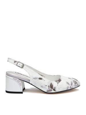 WOMEN'S SANDALS MADE OF GENUINE LEATHER IN WHITE COLOR WITH FLORAL MOTIFS