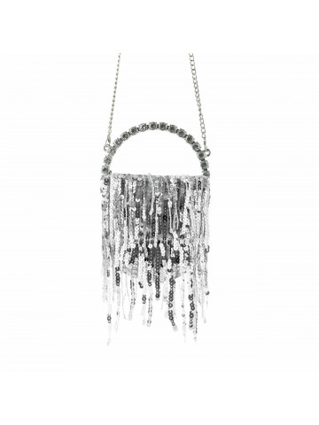 Women's small bag with hanging sequins and stones on the handle