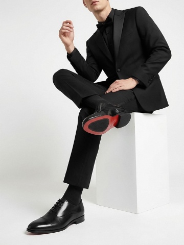MEN'S ELEGANT SHOES MADE OF GENUINE LEATHER IN BLACK COLOR