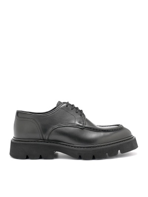 MEN'S GENUINE LEATHER LOAFERS IN BLACK WITH LACE-UPS