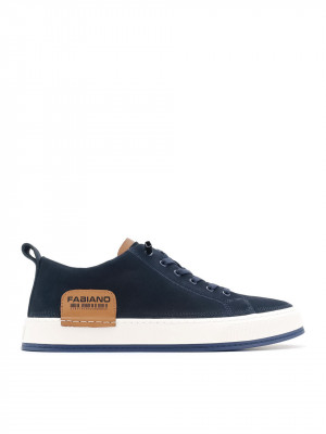 MEN'S NATURAL SUEDE SNEAKERS IN DARK BLUE WITH ELASTIC LACE