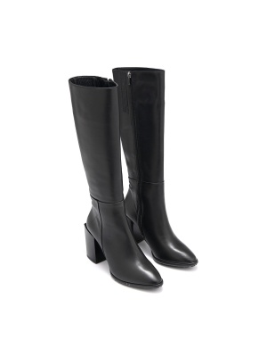 WOMEN'S BOOTS MADE OF GENUINE LEATHER IN BLACK WITH HIGH HEELS
