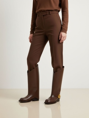 WOMEN'S BOOTS MADE OF GENUINE LEATHER IN BROWN COLOR WITH ASYMMETRICAL DESIGN AND GOLDEN BUCKLE