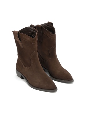 WOMEN'S BOOTS MADE OF NATURAL SUEDE IN BROWN COLOR AND COWBOY STYLE