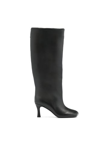 WOMEN'S ELEGANT BOOTS MADE OF GENUINE LEATHER IN BLACK WITH SQUARE TOE AND HIGH HEEL