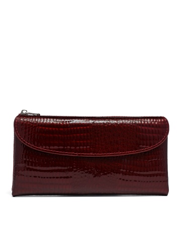 WOMEN'S PURSE MADE OF GENUINE LEATHER WITH LACQUERED COATING IN BURGUNDY COLOR