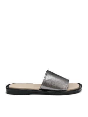 WOMEN'S SLIPPERS MADE OF GENUINE LEATHER IN BRONZE COLOR