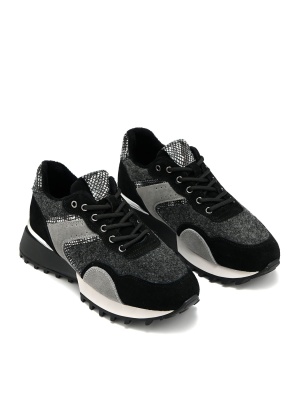WOMEN'S SPORTS SHOES MADE OF NATURAL SUEDE AND TEXTILE WITH SILVER DETAILS