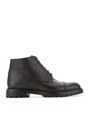 MEN'S BOOTS MADE OF GENUINE LEATHER IN BROWN COLOR WITH LACE-UPS