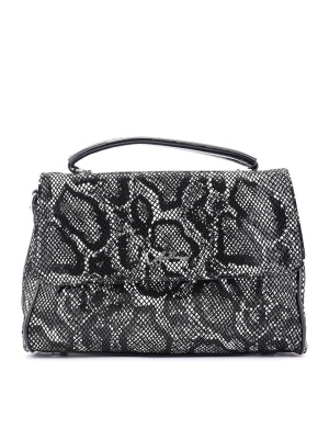 WOMEN'S BAG IN BLACK AND WHITE LEOPARD PRINT LASER PROCESSED GENUINE LEATHER