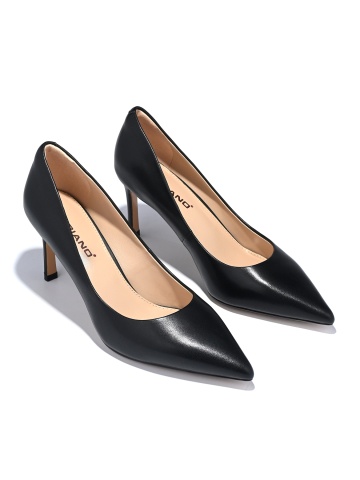 WOMEN'S ELEGANT HIGH THIN HEEL SHOES IN BLACK COLOR MADE OF GENUINE LEATHER