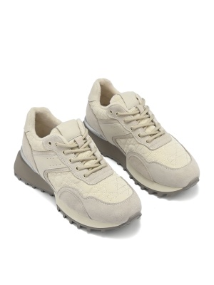 WOMEN'S SPORTS SHOES MADE OF NATURAL SUEDE AND TEXTILE IN BEIGE COLOR