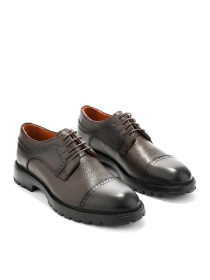 BROWN GENUINE LEATHER SHOES WITH TIES FOR MEN