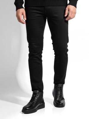 MEN'S SPORTY-ELEGANT BOOTS MADE OF GENUINE LEATHER IN BLACK WITH ZIPPER AND DOWN