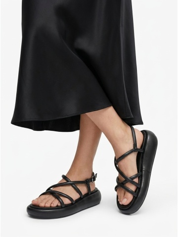 WOMEN'S SANDALS MADE OF GENUINE LEATHER IN BLACK COLOR