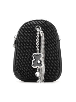 WOMEN'S SMALL BLACK BAG WITH BEAR PENDANT