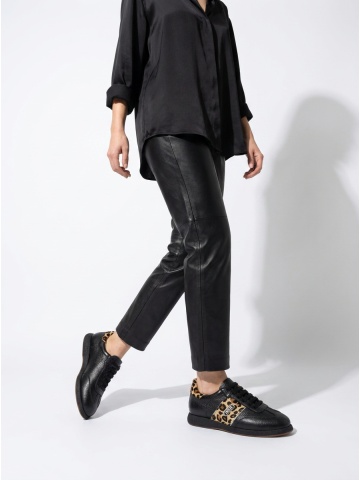 WOMEN'S SNEAKERS MADE OF GENUINE LEATHER WITH LEOPARD ACCENTS