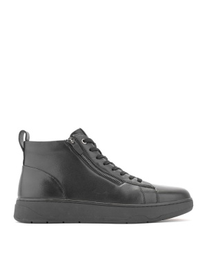 MEN'S GENUINE LEATHER SPORTS BOOTS WITH TIES AND ZIPPER