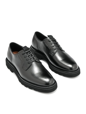 MEN'S SHOES MADE OF GENUINE LEATHER IN BLACK WITH THICKENED SOLE
