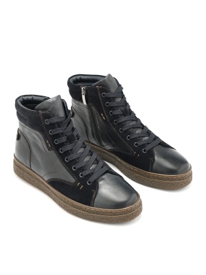 MEN'S SPORTY-ELEGANT BOOTS MADE OF GENUINE LEATHER AND SUEDE IN BLUE