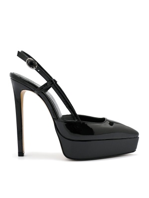 WOMEN'S HIGH-HEEL PLATFORM SANDALS MADE OF GENUINE LEATHER WITH LACQUERED COATING
