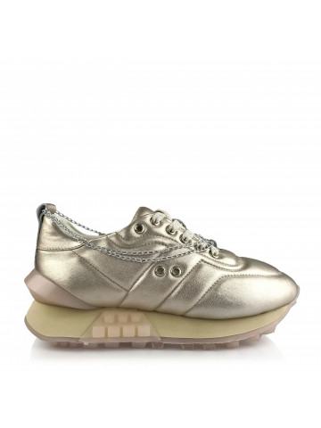 WOMEN'S NATURAL LEATHER SNEAKERS IN GOLD