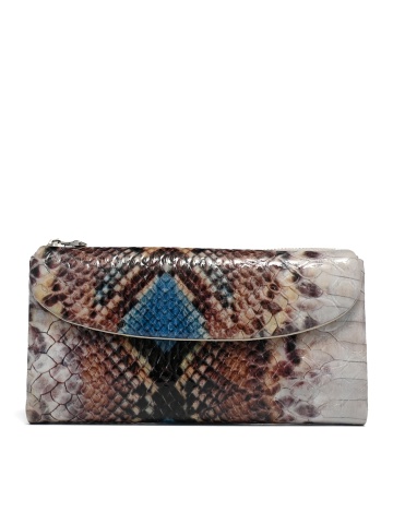 WOMEN'S PURSE MADE OF GENUINE LEATHER WITH SNAKE PRINT IN BLUE