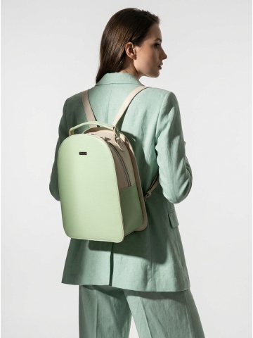 ЖЕНСКИЙ ЖЕСТКИЙ РЮКЗАК СВЕТЛО-ЗЕЛЕНОГО И БЕЖЕВОГО ЦВЕТА