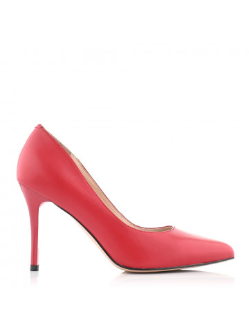 FABIANO Women's shoes made of genuine leather with a high thin heel in red color