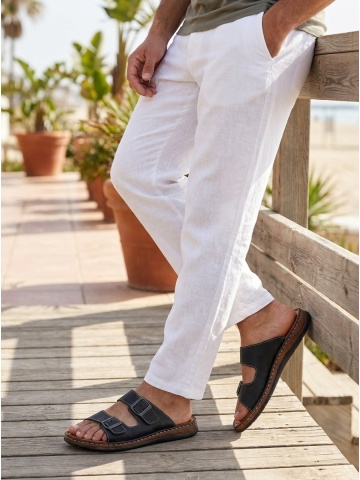 MEN'S BLACK GENUINE LEATHER SLIPPERS