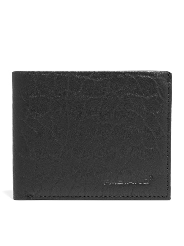 MEN'S STYLISH WALLET MADE OF GENUINE LEATHER WITH EMBOSSED TEXTURE IN BLACK COLOR