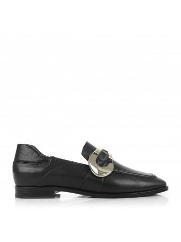 WOMEN'S LOW HEEL GENUINE LEATHER SHOES WITH METAL BUCKLE