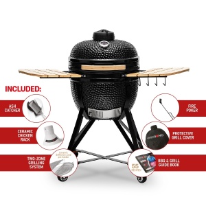 Ceramic grill Kamado Bono Media 52cm - Black