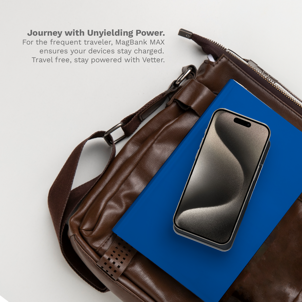 MagBank MAX - Power Bank pentru iPhone si Apple Watch, compatibil MagSafe, vedere frontala