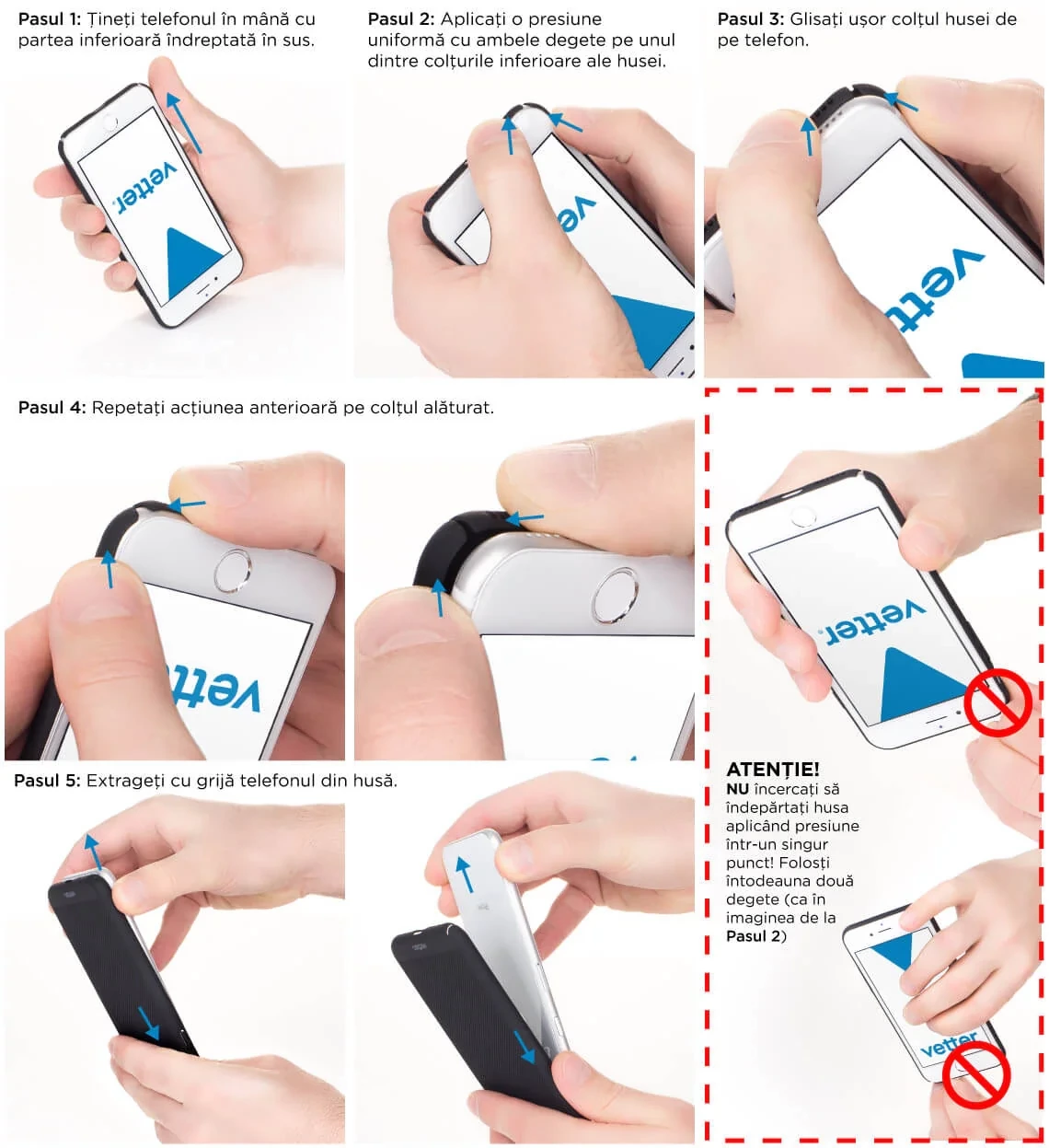 ghid montare instalare utilizare husa huse telefon mobil vetter